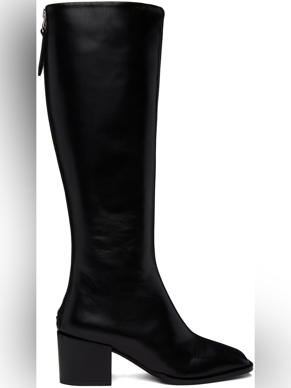 NIB Aeyde Aito Black Nappa Leather Square Toe Knee High Boots 41